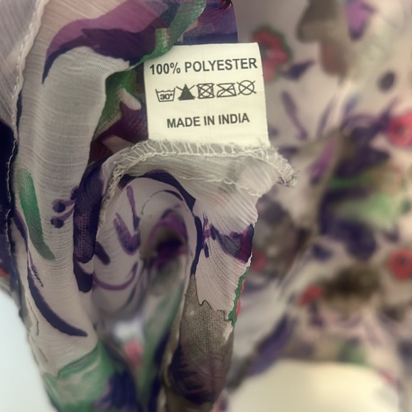 Sheer Purple Floral Swim Coverup, One Size - Picture 8 of 9